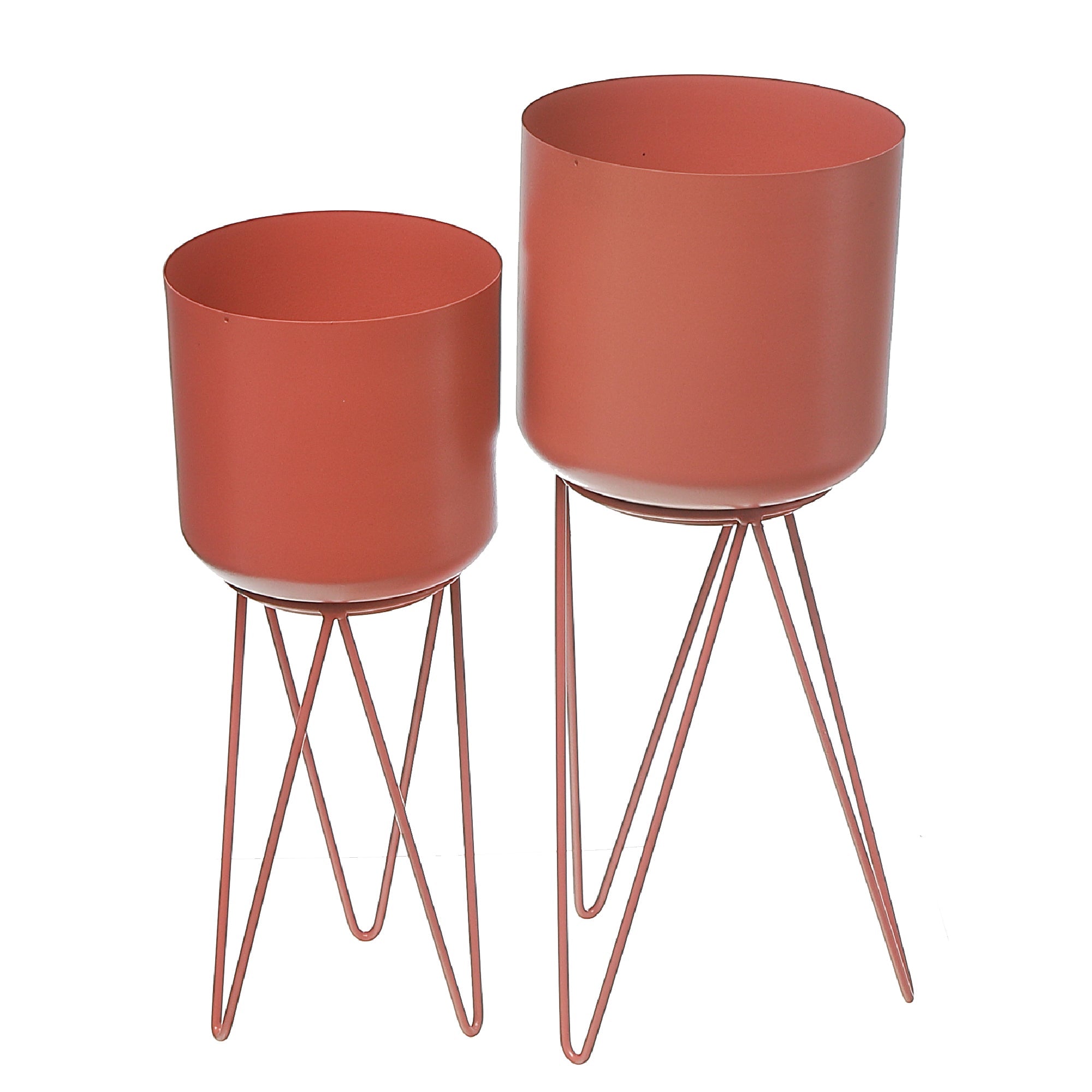 Set Of 2 Planters With Tripod Stand Black, Indoor Plant Decor