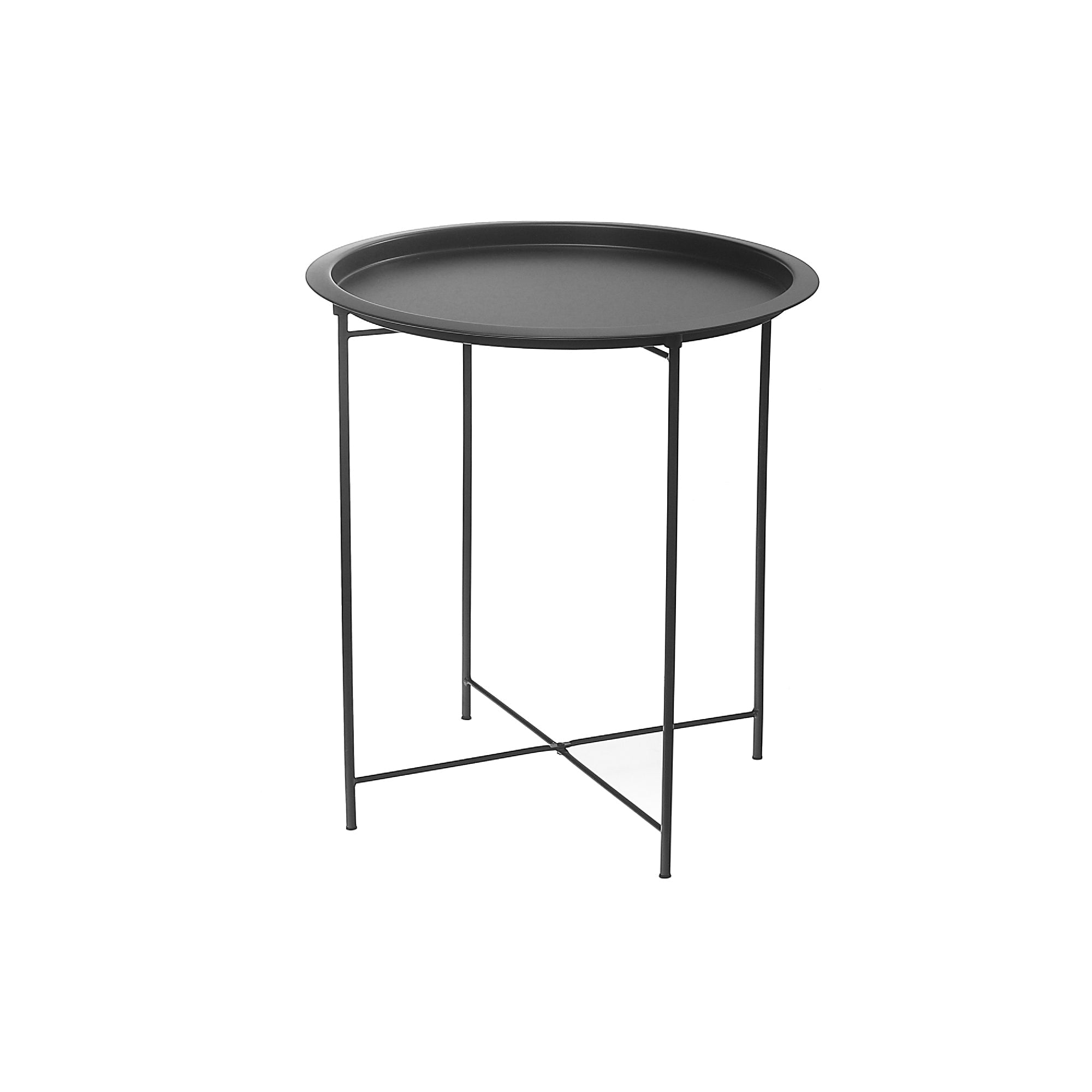 Metal Black Round Coffee Table, Industrial Living Room Furniture