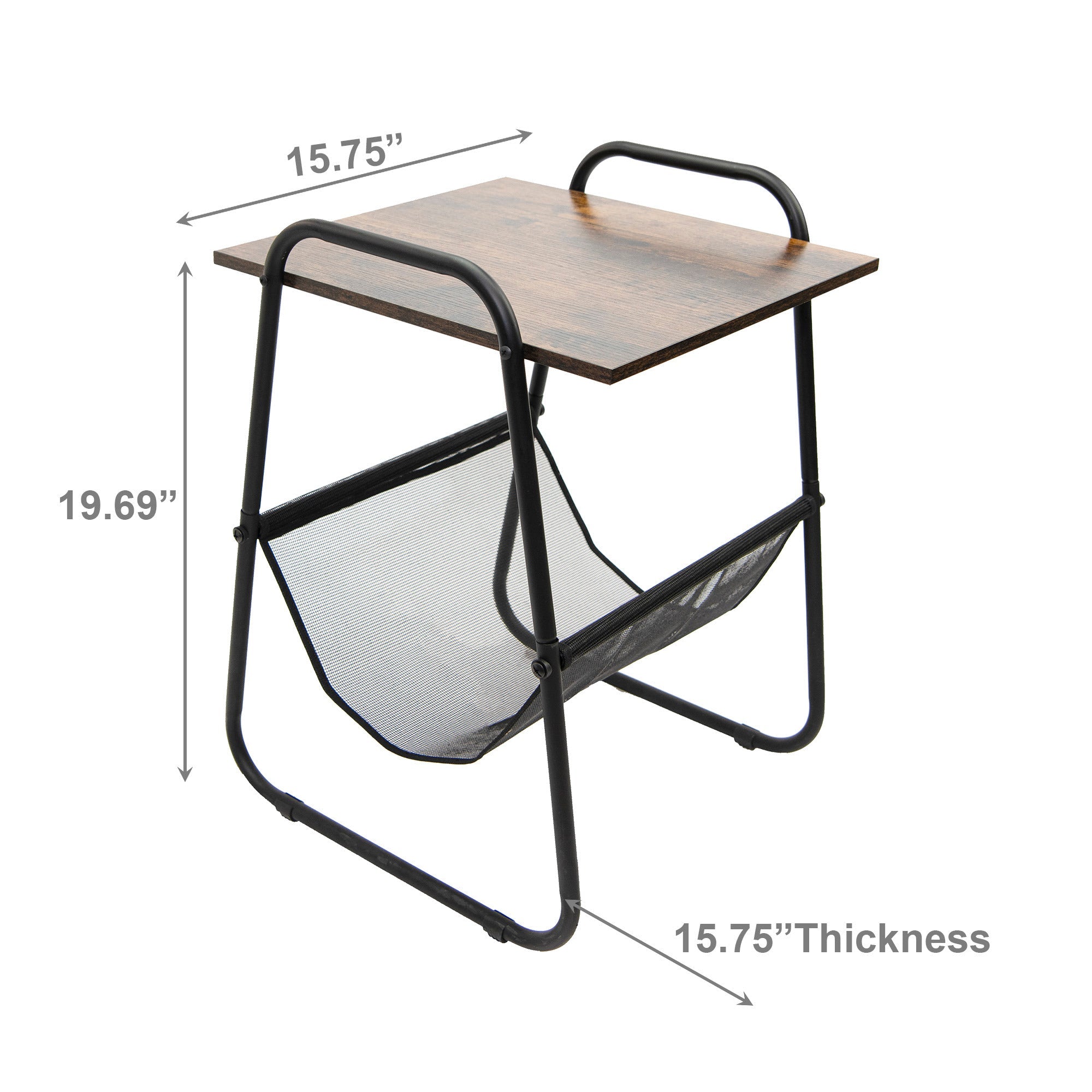 Brown Magazine Rack with Wooden Tabletop Surface