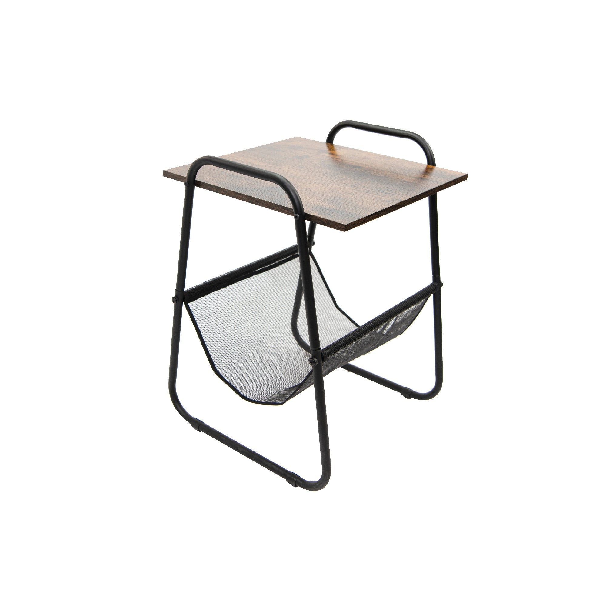 Brown Magazine Rack with Wooden Tabletop Surface