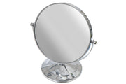 Chrome Plated 2-Sided Swing Round Mirror on Pedestal 5X Magnify – Vanity Mirror, Makeup Mirror