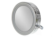 Chrome LED 2-Sided Round Mirror with Stand 5X Magnify – Vanity Mirror, Makeup Mirror