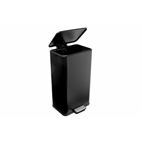 30L Black Metal Rectangle Pedal Bin