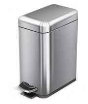 5L Rectangle Stainless Steel Side Pedal Bin, 5L Stainless Steel Pedal Bin, Rectangular Step Trash Can, Compact Bathroom Waste Bin