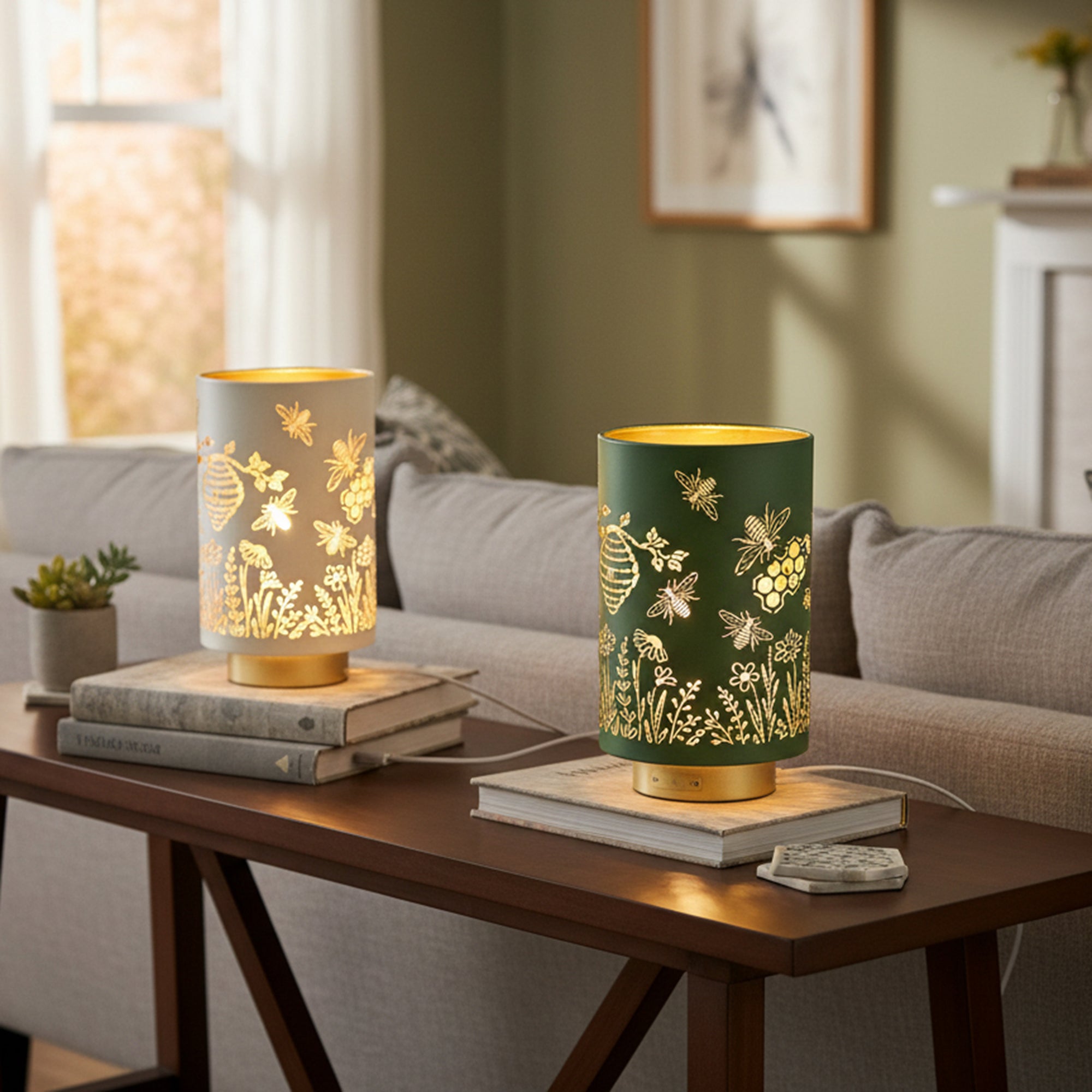 Assorted LED USB Metal Cutout Lamps “Bees in Garden” - Set of 2