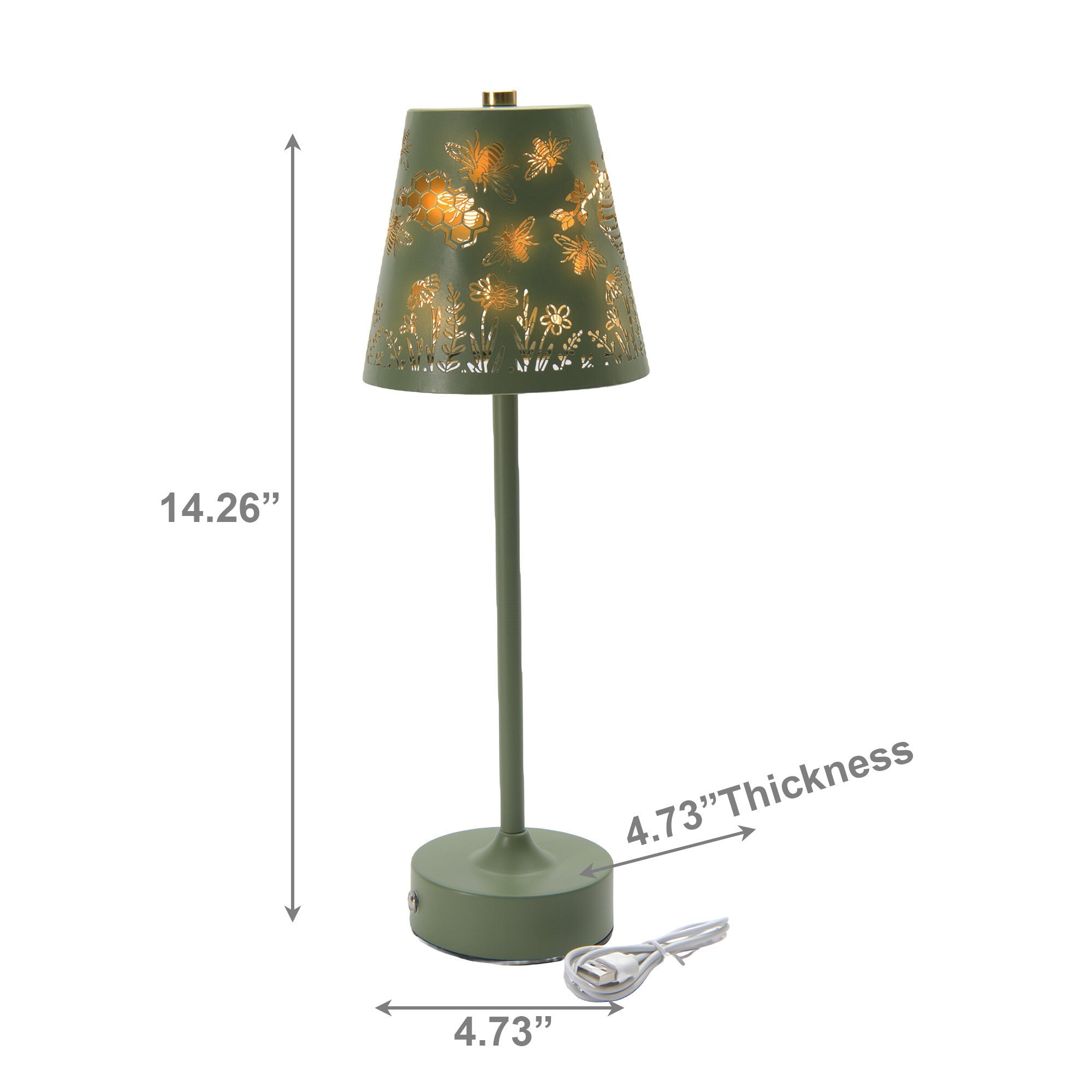 LED USB Metal Cutout Empire Lamp “Bees in Garden” Green