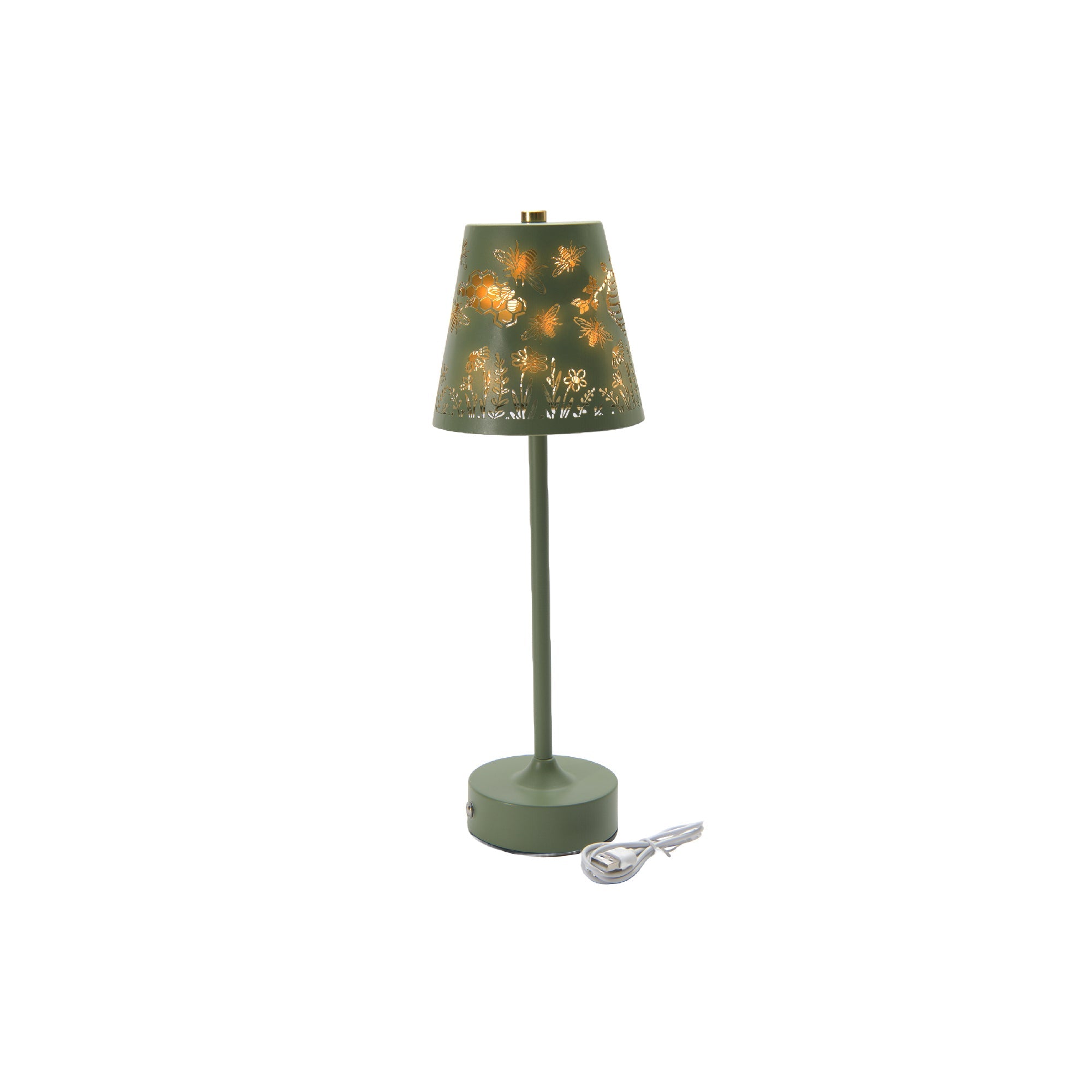 LED USB Metal Cutout Empire Lamp “Bees in Garden” Green