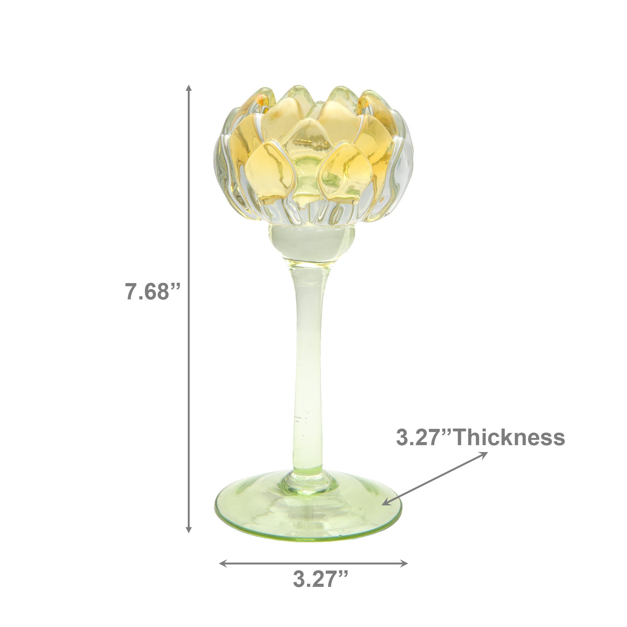 8-Inch Yellow Glass Candle Holder Shaped Like Tulip Bloom