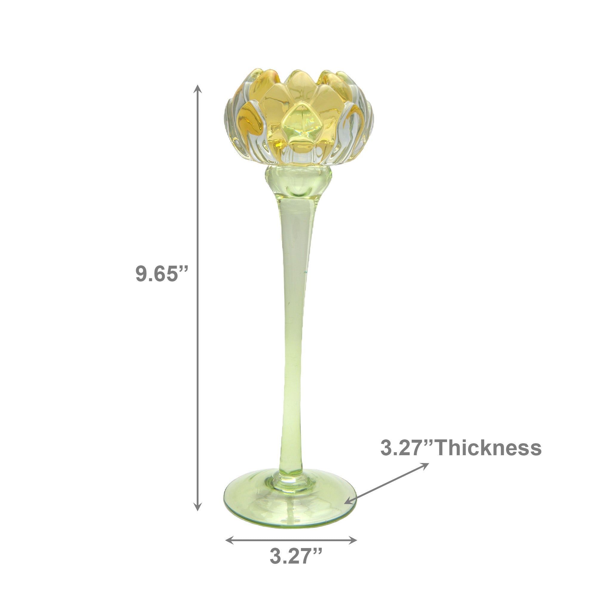 10-Inch Yellow Glass Tulip Bloom Candle Holder