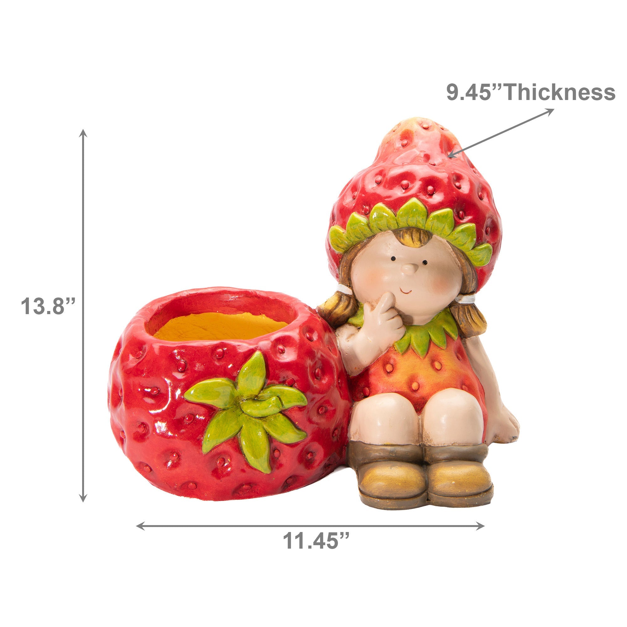 Magnesia Strawberry Girl Figurine with Planter