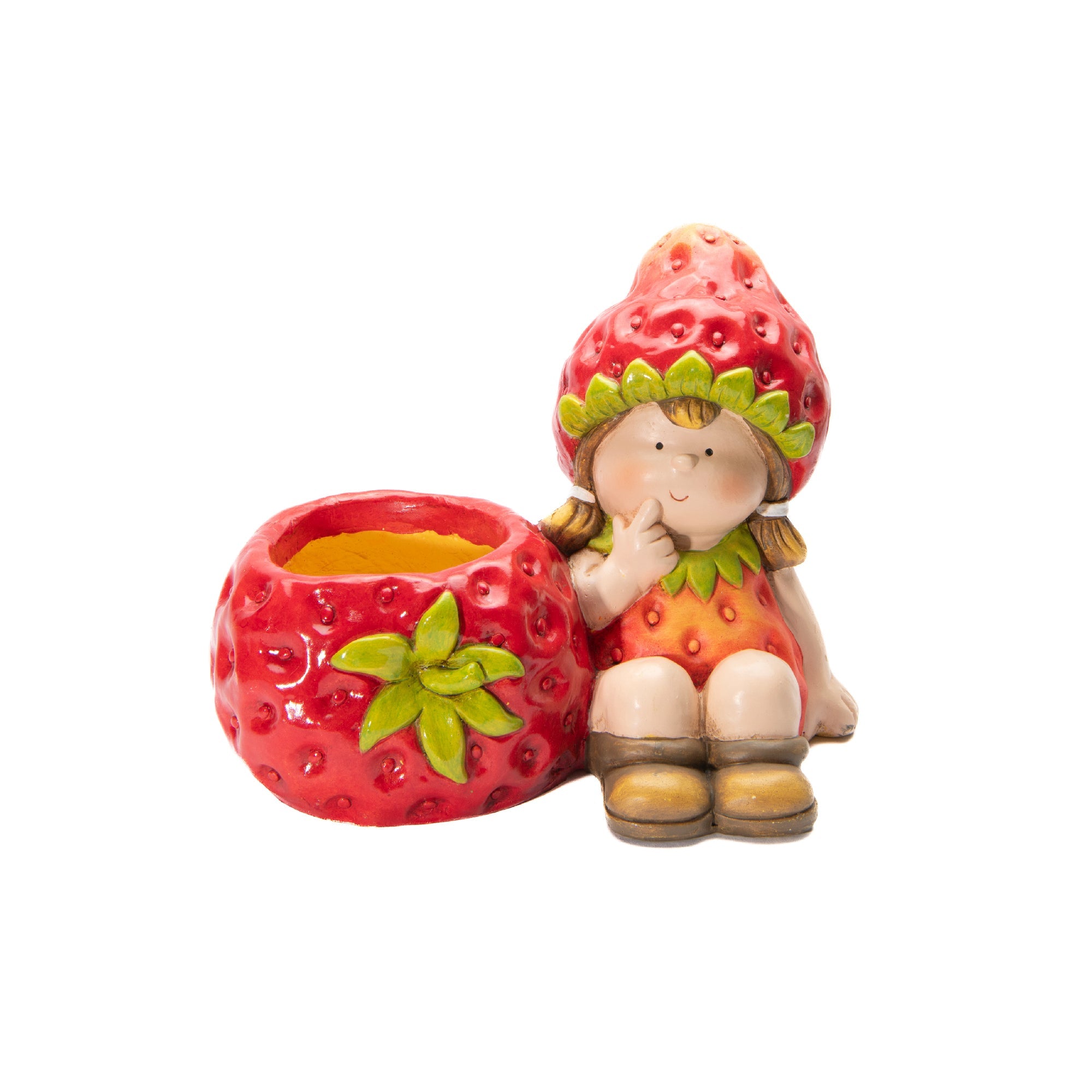 Magnesia Strawberry Girl Figurine with Planter