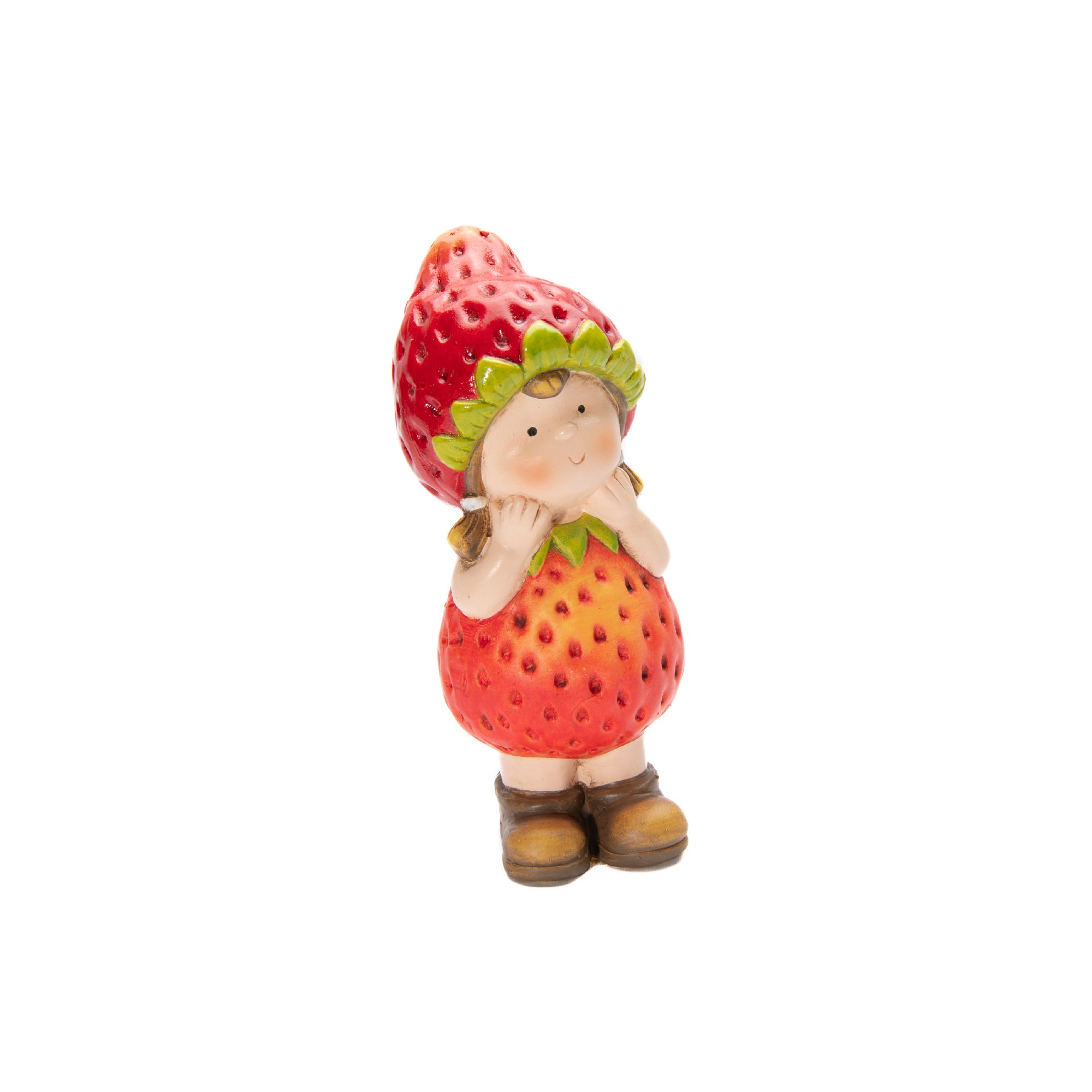 9-Inch Terracotta Strawberry Girl Decorative Figurine
