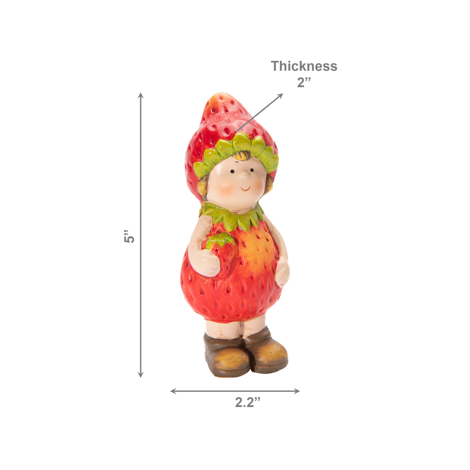 5-Inch Terracotta Strawberry Girl Figurine Accent - Set of 2