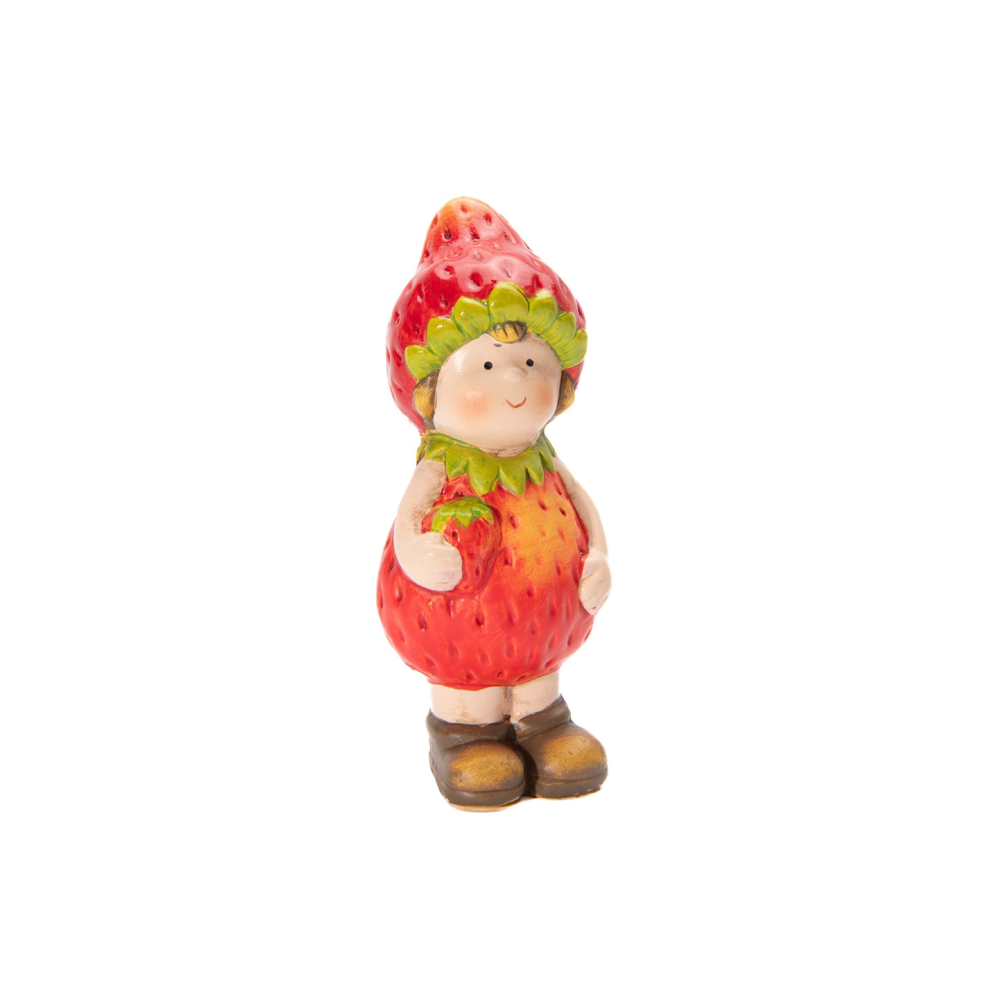 5-Inch Terracotta Strawberry Girl Figurine Accent - Set of 2