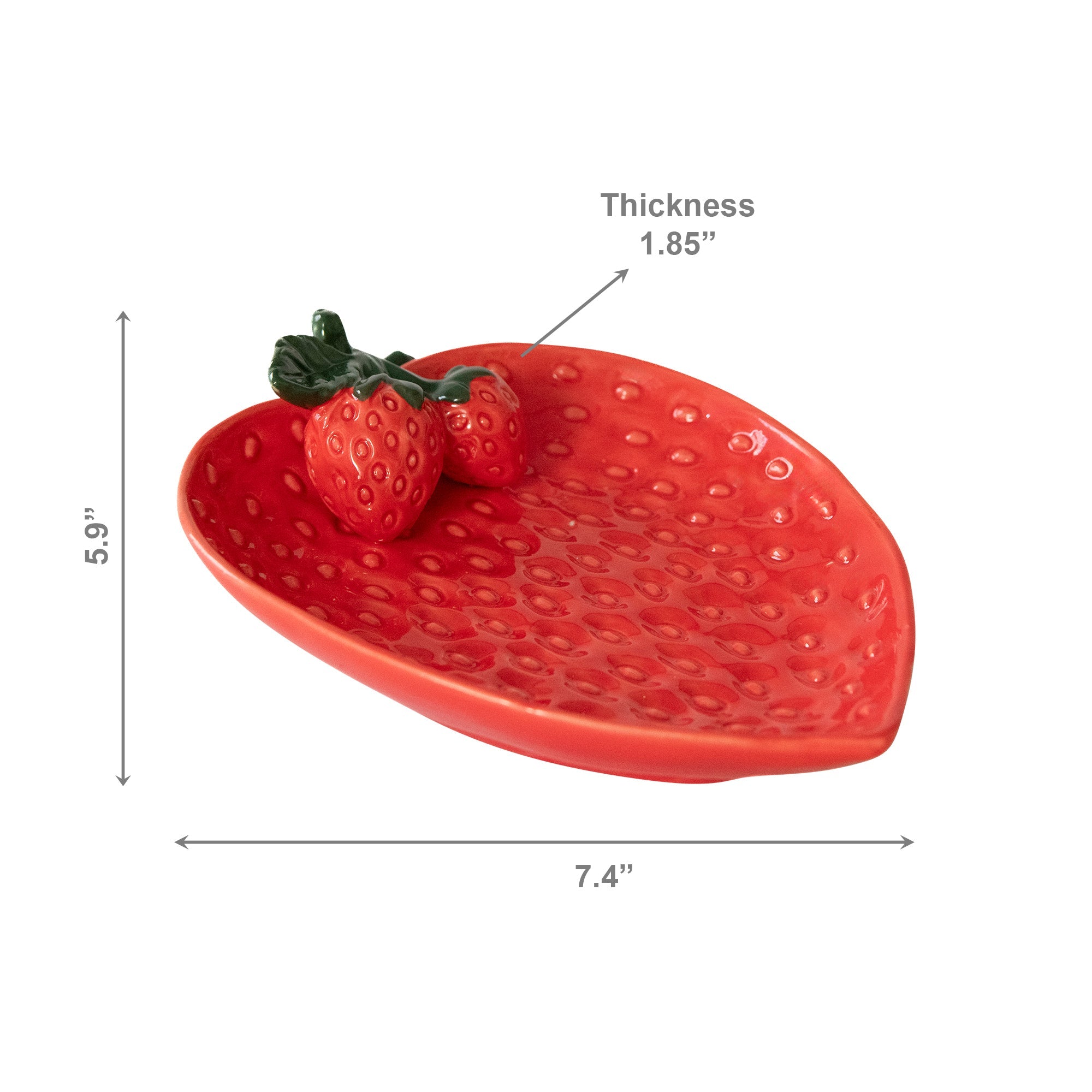 Porcelain Plate Decorated with Strawberry Design - Set of 2