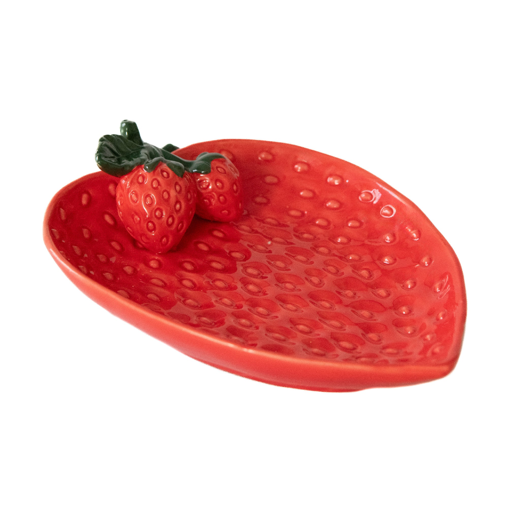 Porcelain Plate Decorated with Strawberry Design - Set of 2
