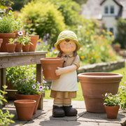 Magnesia Garden Girl Figurine Holding Planter