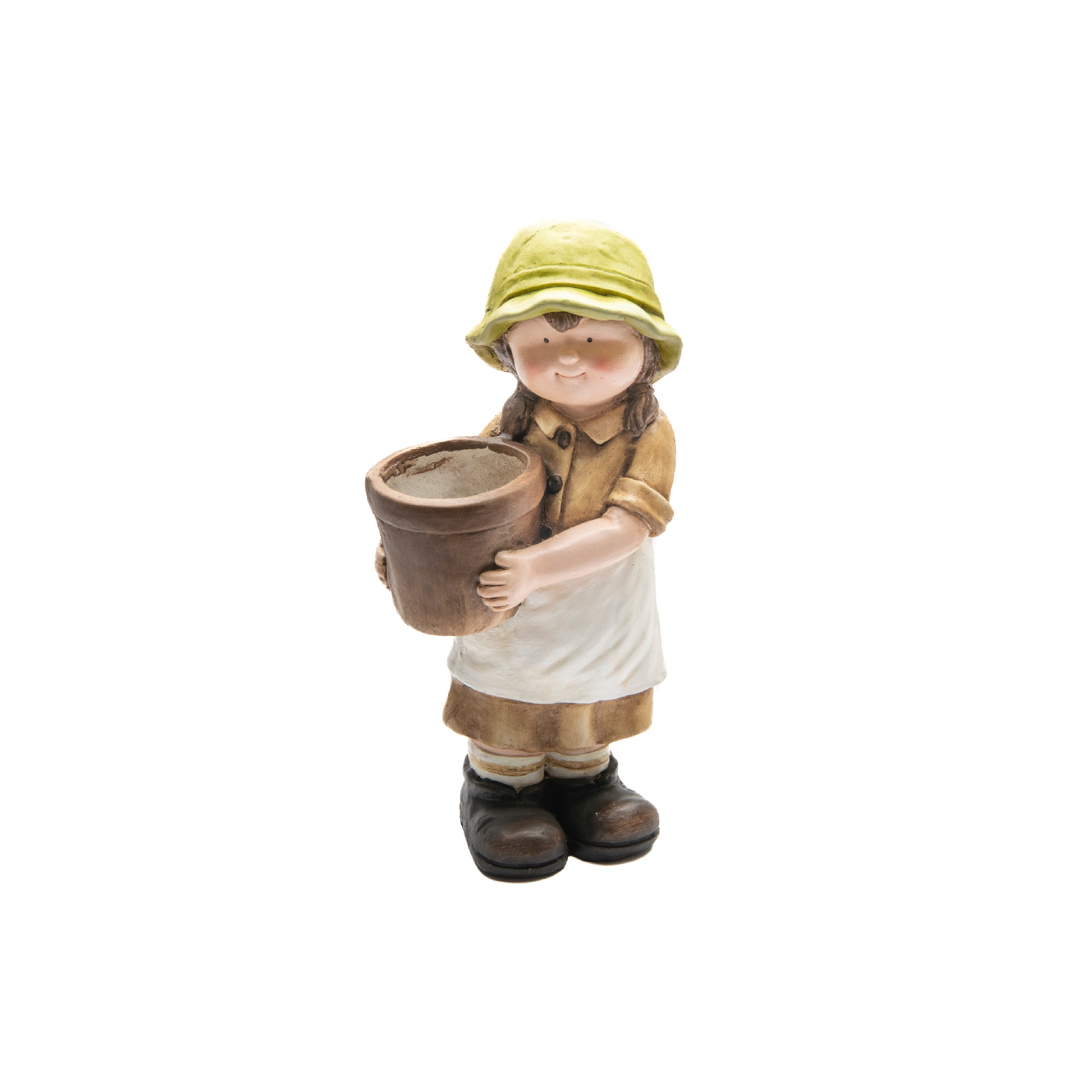 Magnesia Garden Girl Figurine Holding Planter