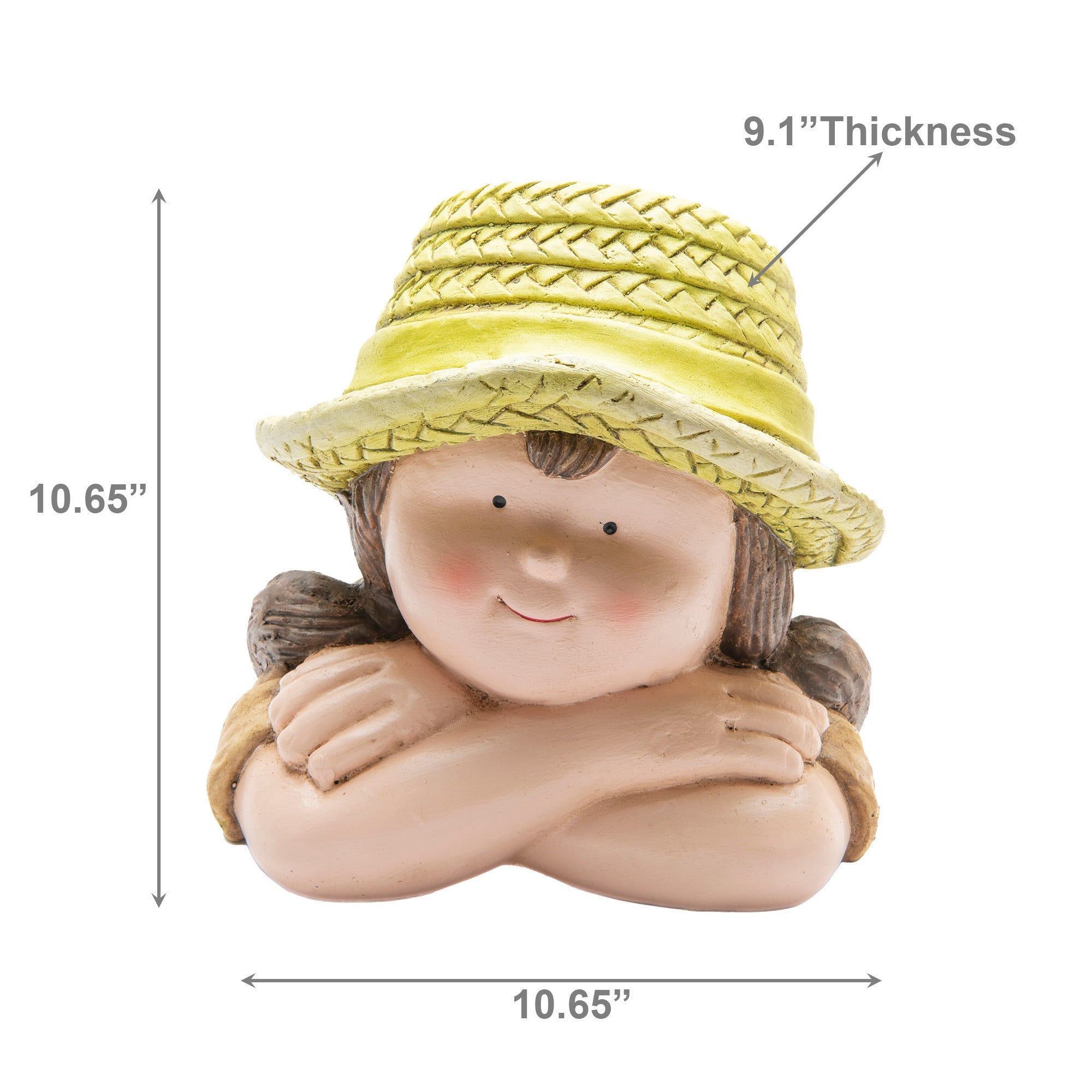 Magnesia Garden Girl with Hat Planter Figurine