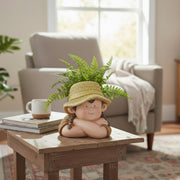 Magnesia Garden Girl with Hat Planter Figurine