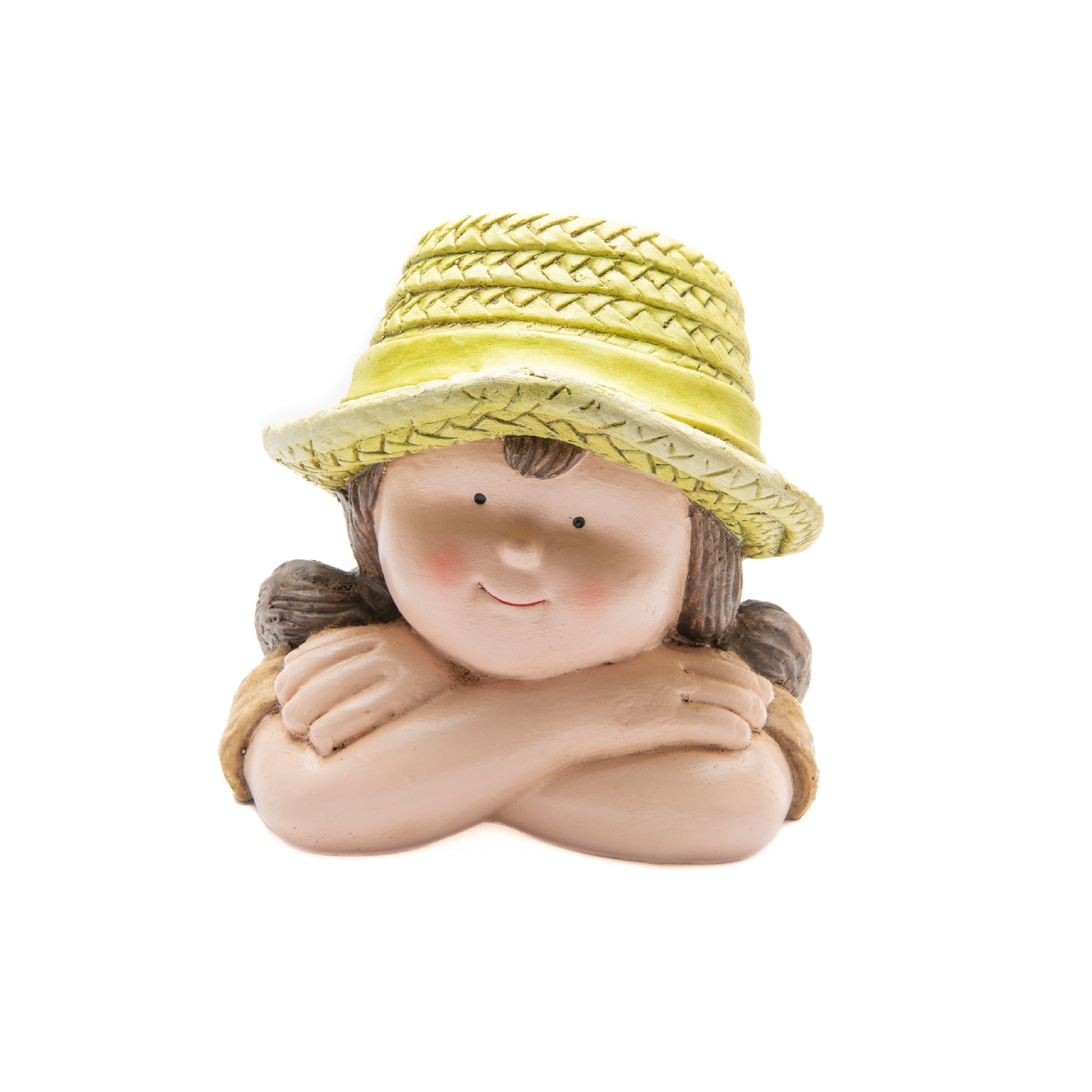 Magnesia Garden Girl with Hat Planter Figurine