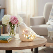 LED Porcelain Bird Figurine with Floral Design
