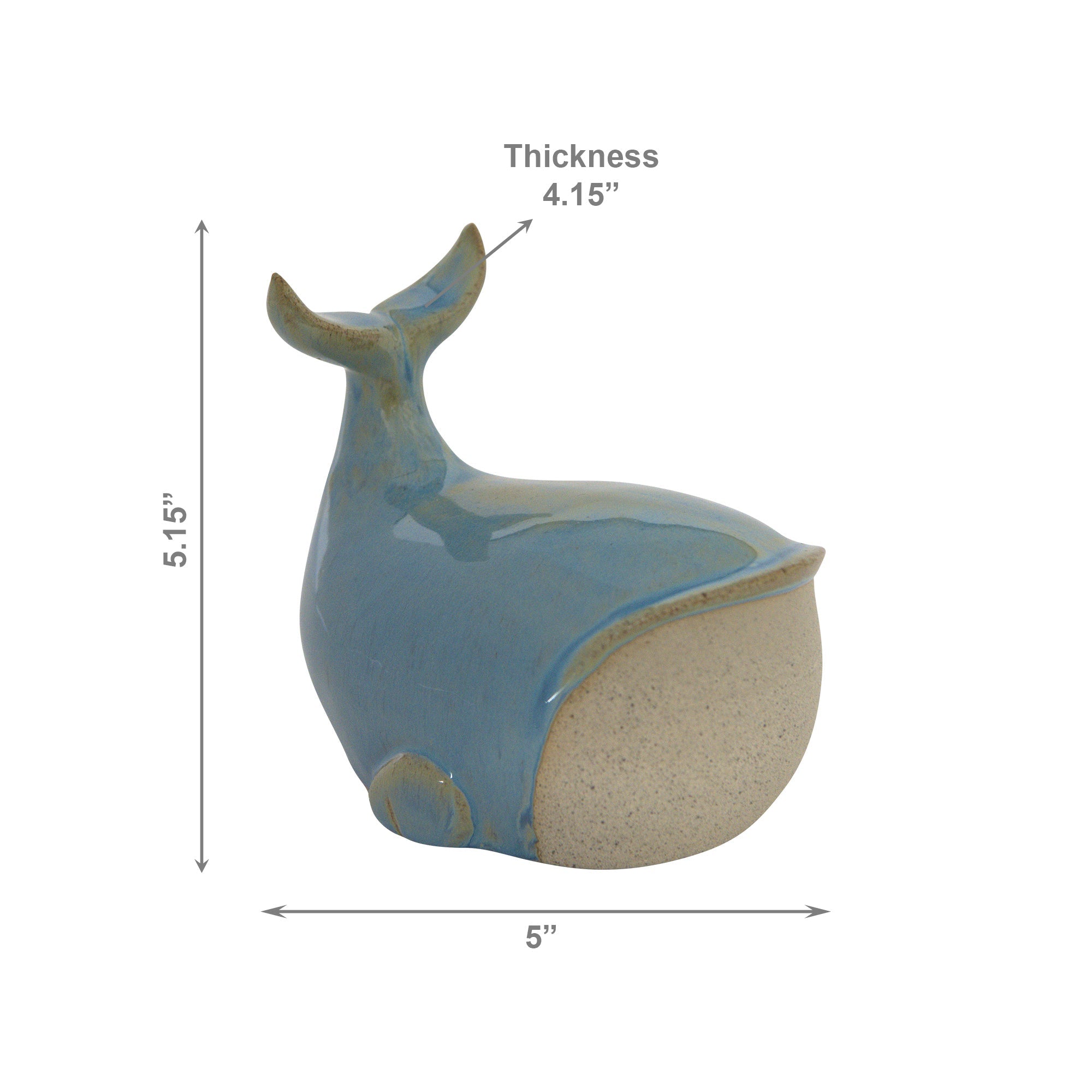 Blue Ceramic Whale Figurine Decoration