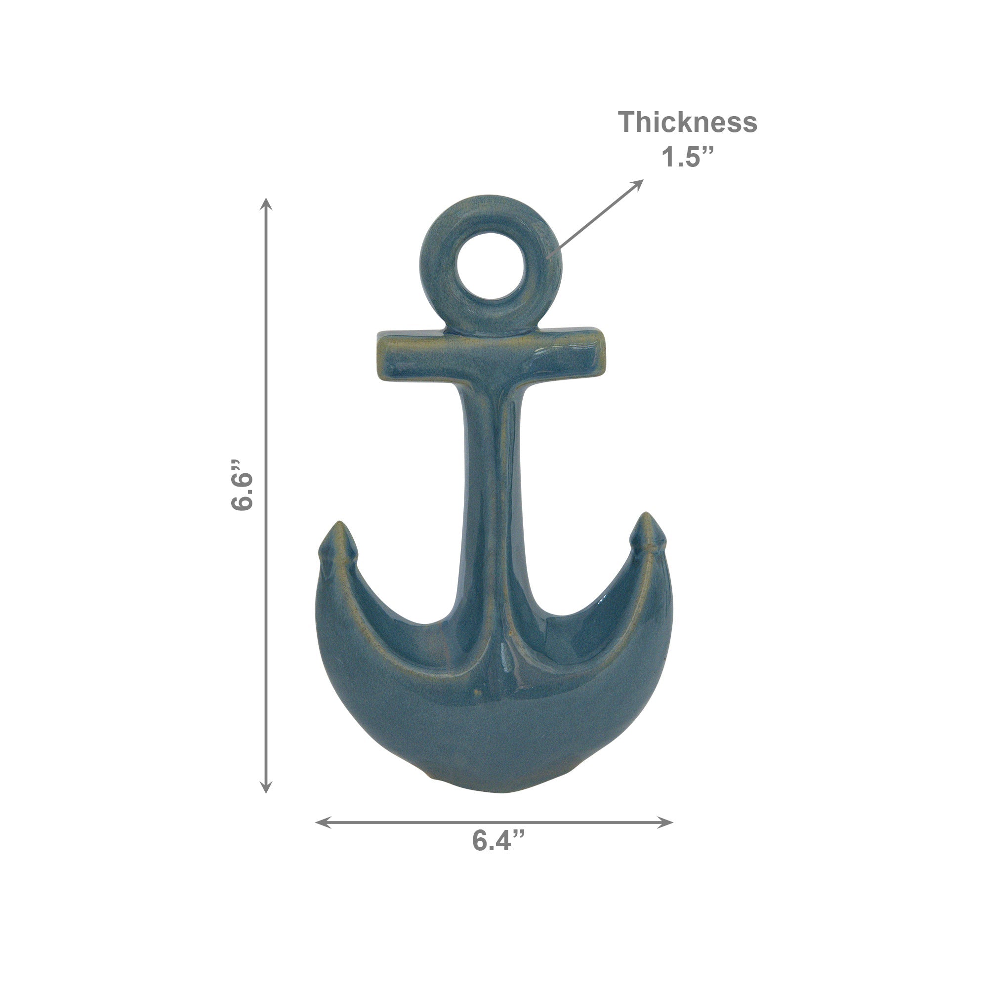 Blue Ceramic Anchor Decorative Accent