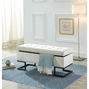 Imperial Tufted Double Ottoman – Beige with Black Base, Elegant Home Accent