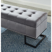Imperial Tufted Double Ottoman – Gray with Black Base, Luxurious Seating