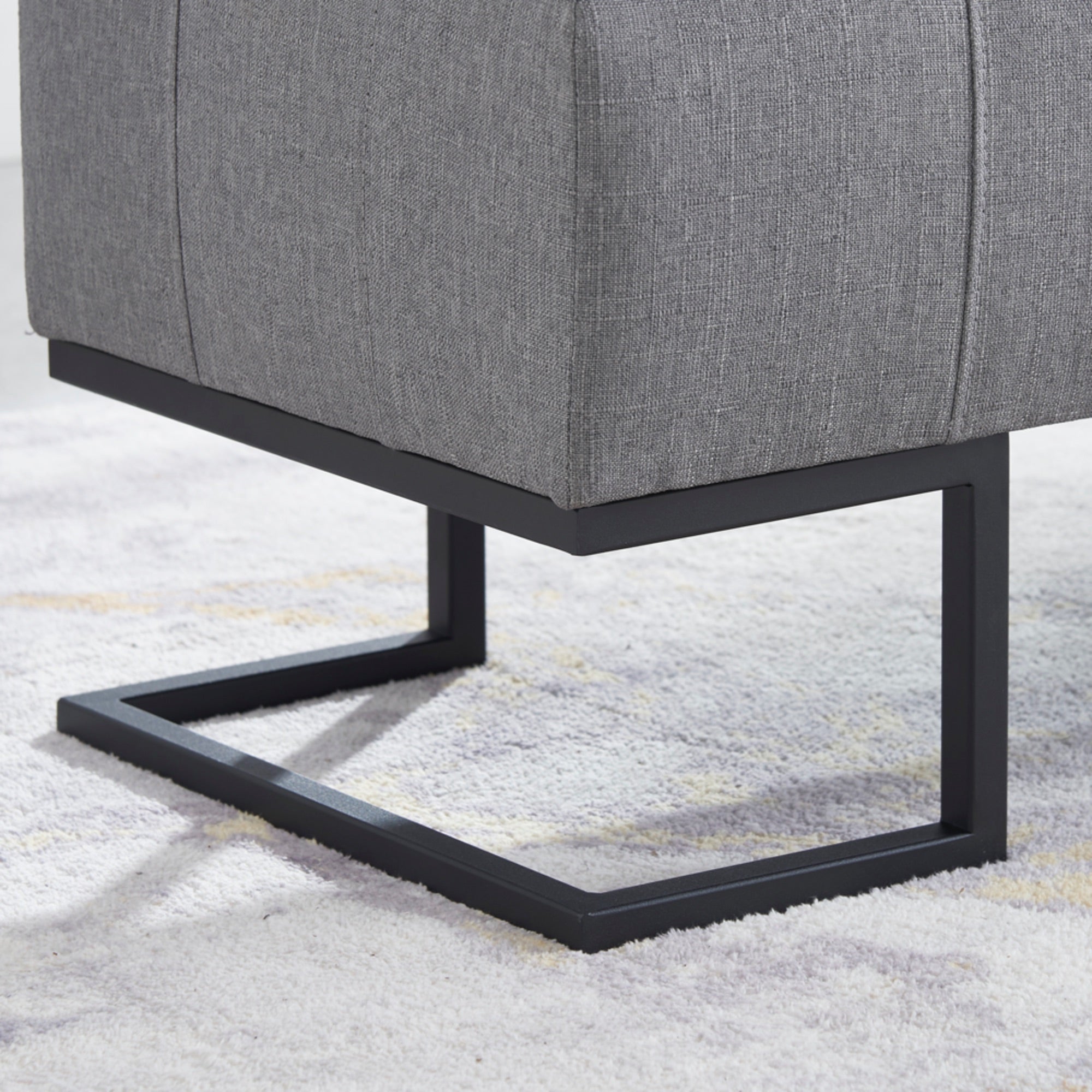 Imperial Tufted Double Ottoman – Gray with Black Base, Luxurious Seating