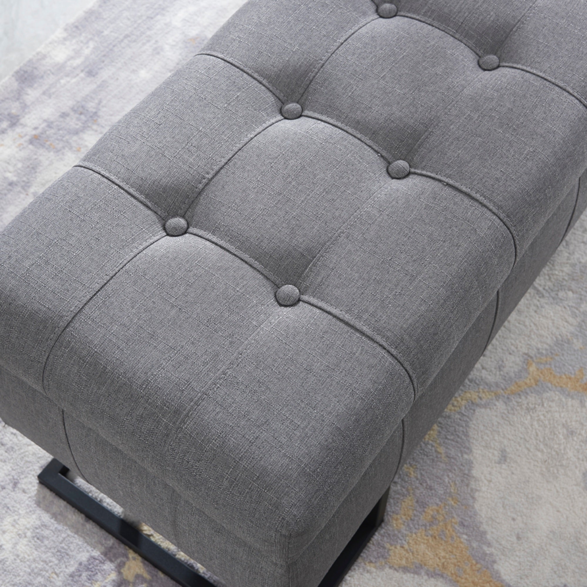 Imperial Tufted Double Ottoman – Gray with Black Base, Luxurious Seating