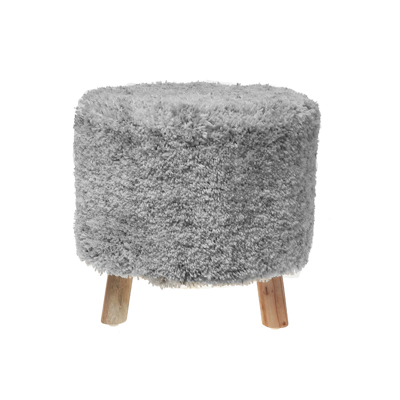 Long Sag Handwoven Pouf With Wooden Stand