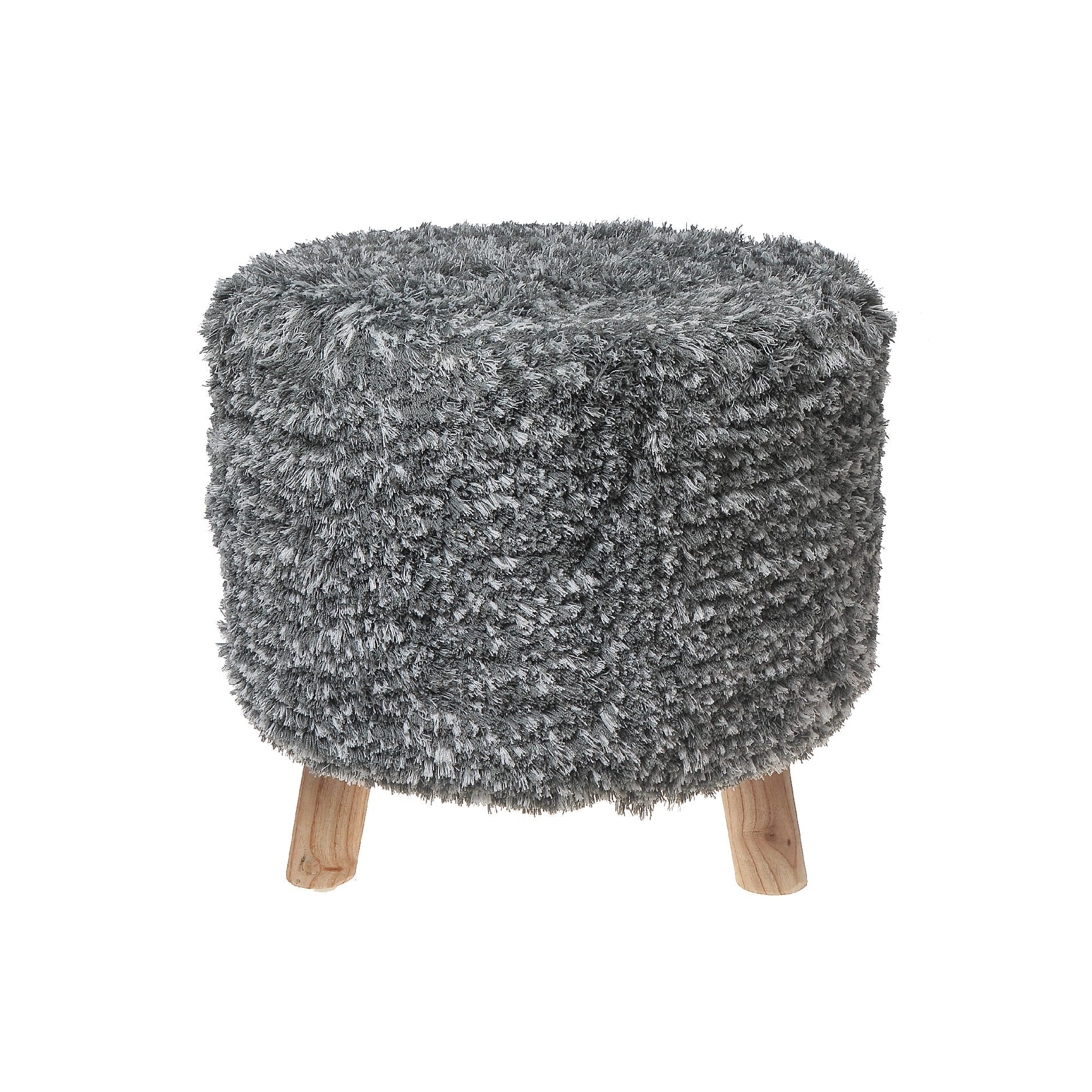 Long Sag Handwoven Pouf With Wooden Stand, Boho Floor Cushion, Living Room Home Decor