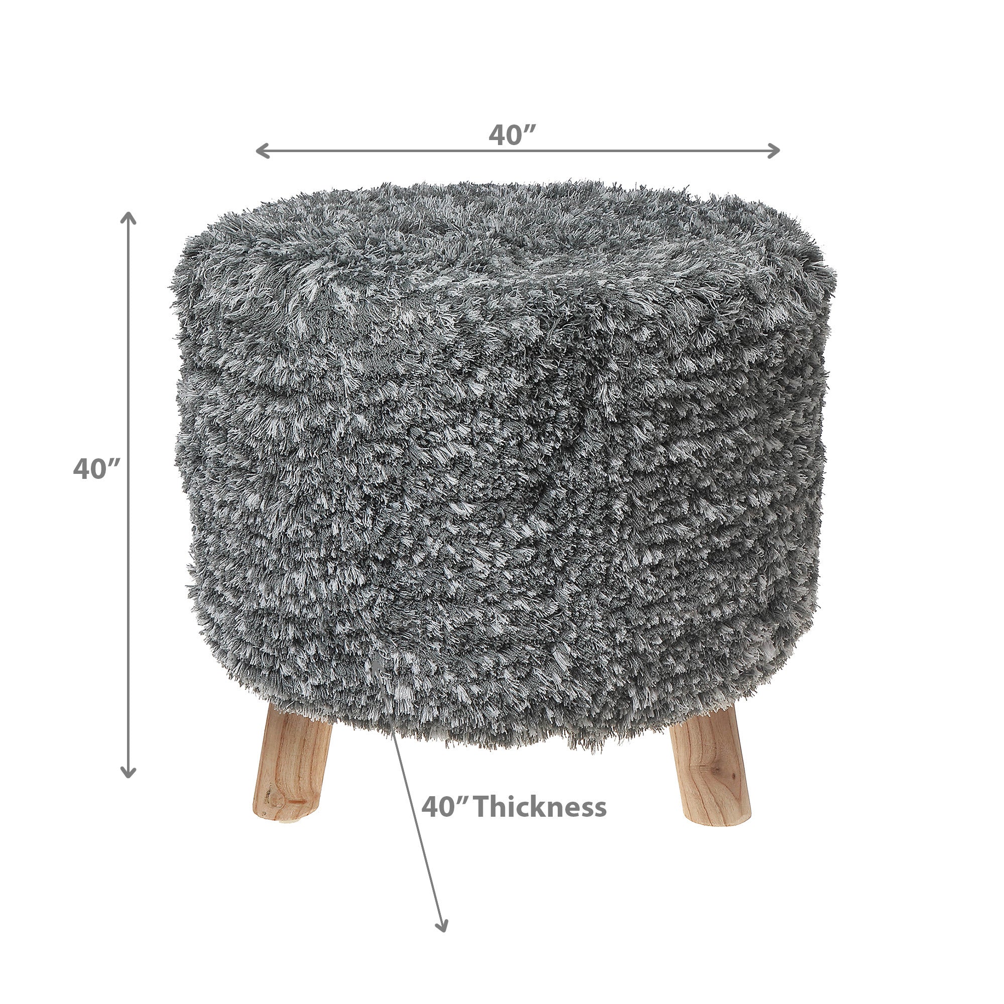 Long Sag Handwoven Pouf With Wooden Stand, Boho Floor Cushion, Living Room Home Decor