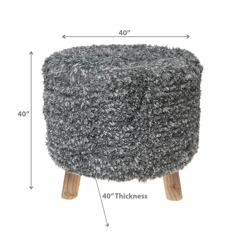 Long Sag Handwoven Pouf With Wooden Stand