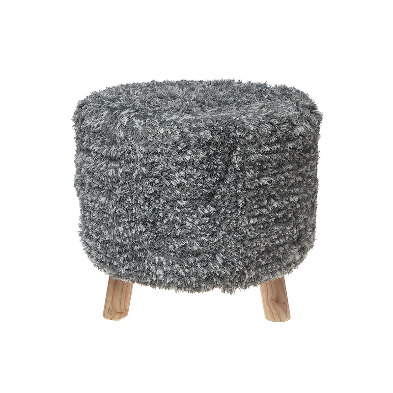 Long Sag Handwoven Pouf With Wooden Stand