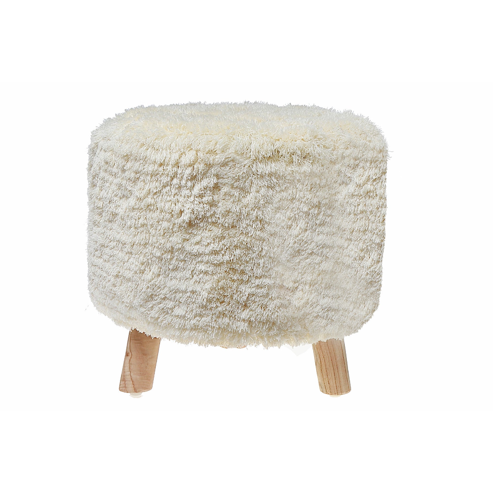 Long Sag Handwoven Pouf With Wooden Stand, Boho Floor Cushion, Living Room Home Decor