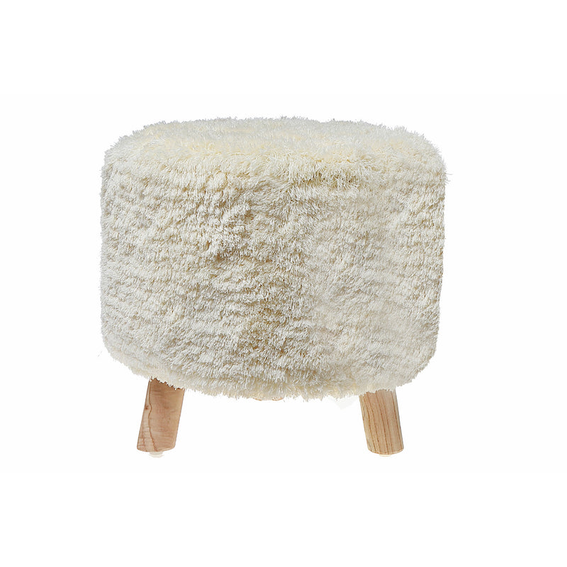 Long Sag Handwoven Pouf With Wooden Stand