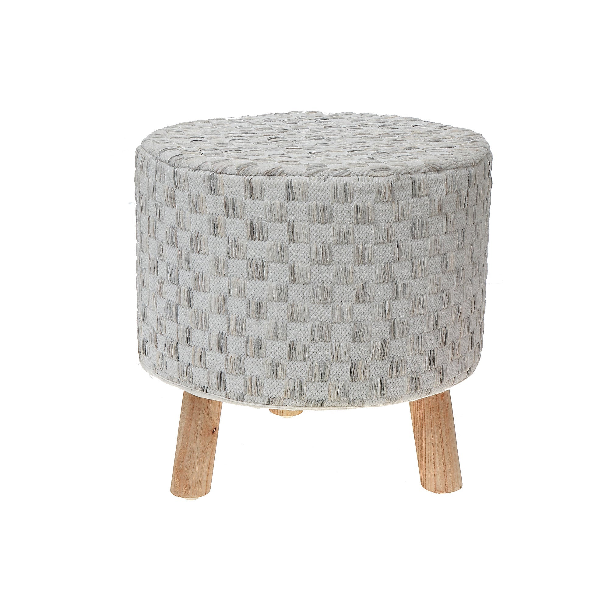 Long Sag Handwoven Pouf With Wooden Stand, Boho Floor Cushion, Living Room Home Decor