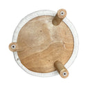 Long Sag Handwoven Pouf With Wooden Stand