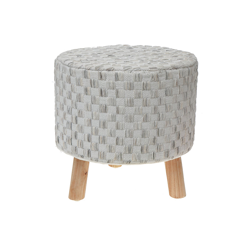 Long Sag Handwoven Pouf With Wooden Stand