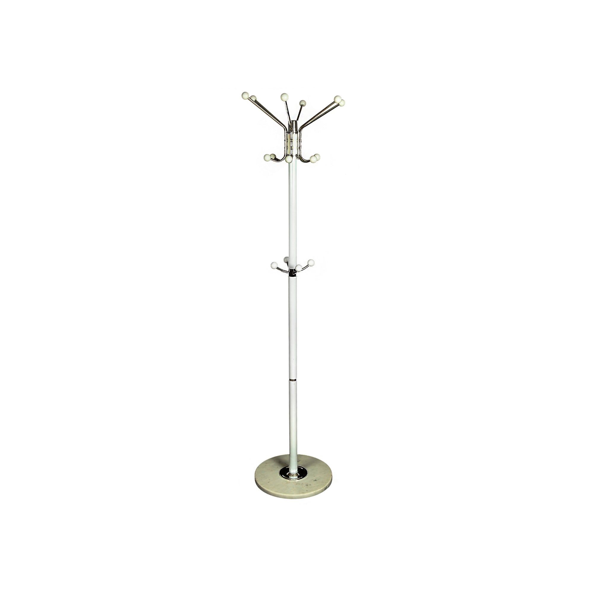 Bloom White Coat Rack with Marble Base, Free-Standing Hall Tree