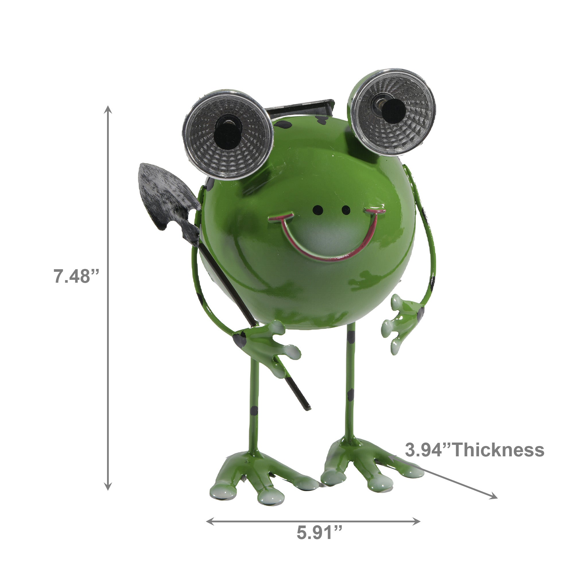 LED Solar-Powered Metal Frog Figurine Light