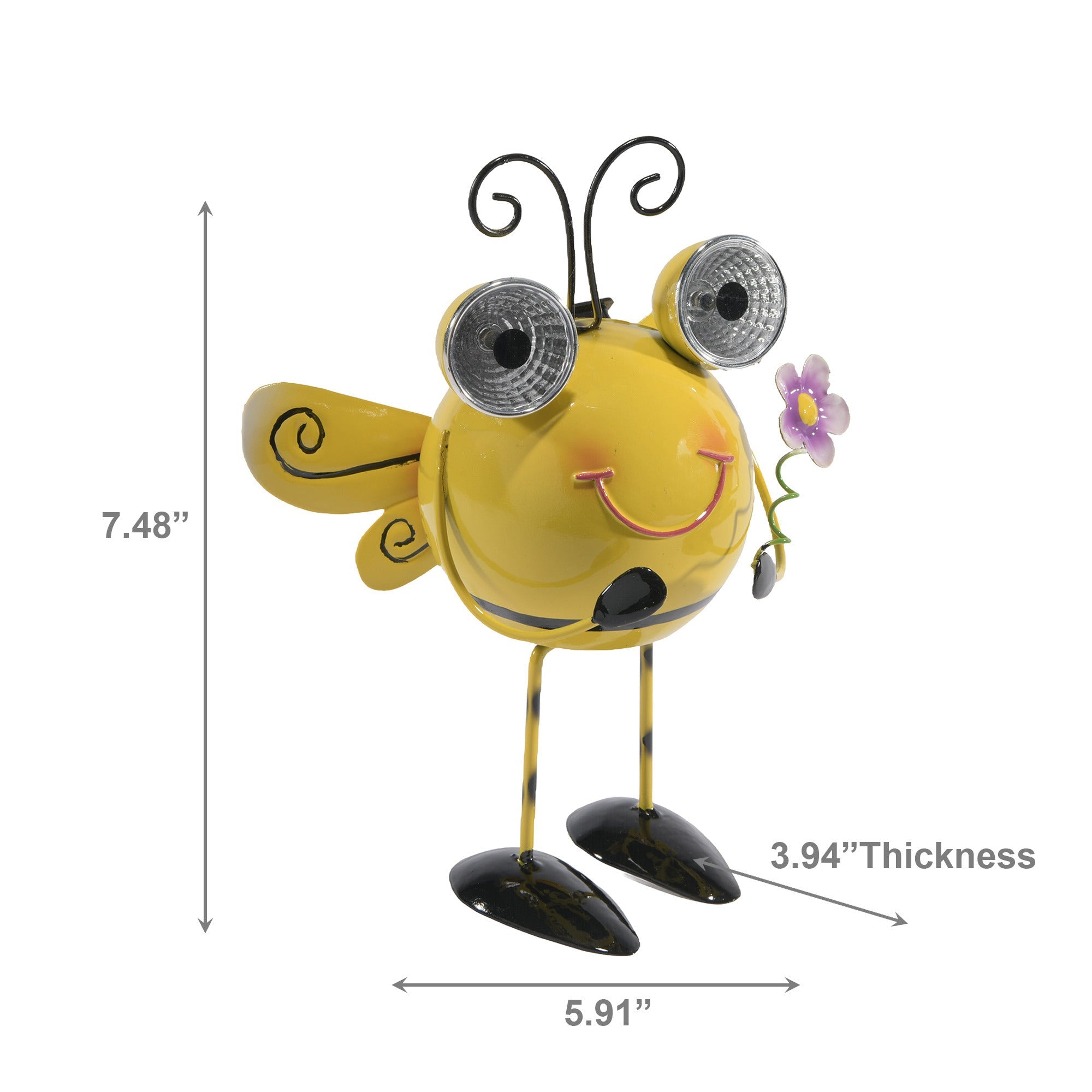 LED Solar-Powered Metal Bee Figurine Light