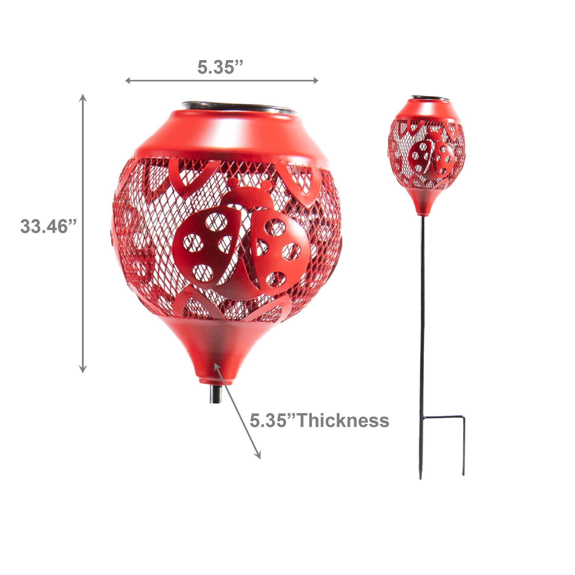 LED Solar-Powered Ladybug Metal Path Stake Light