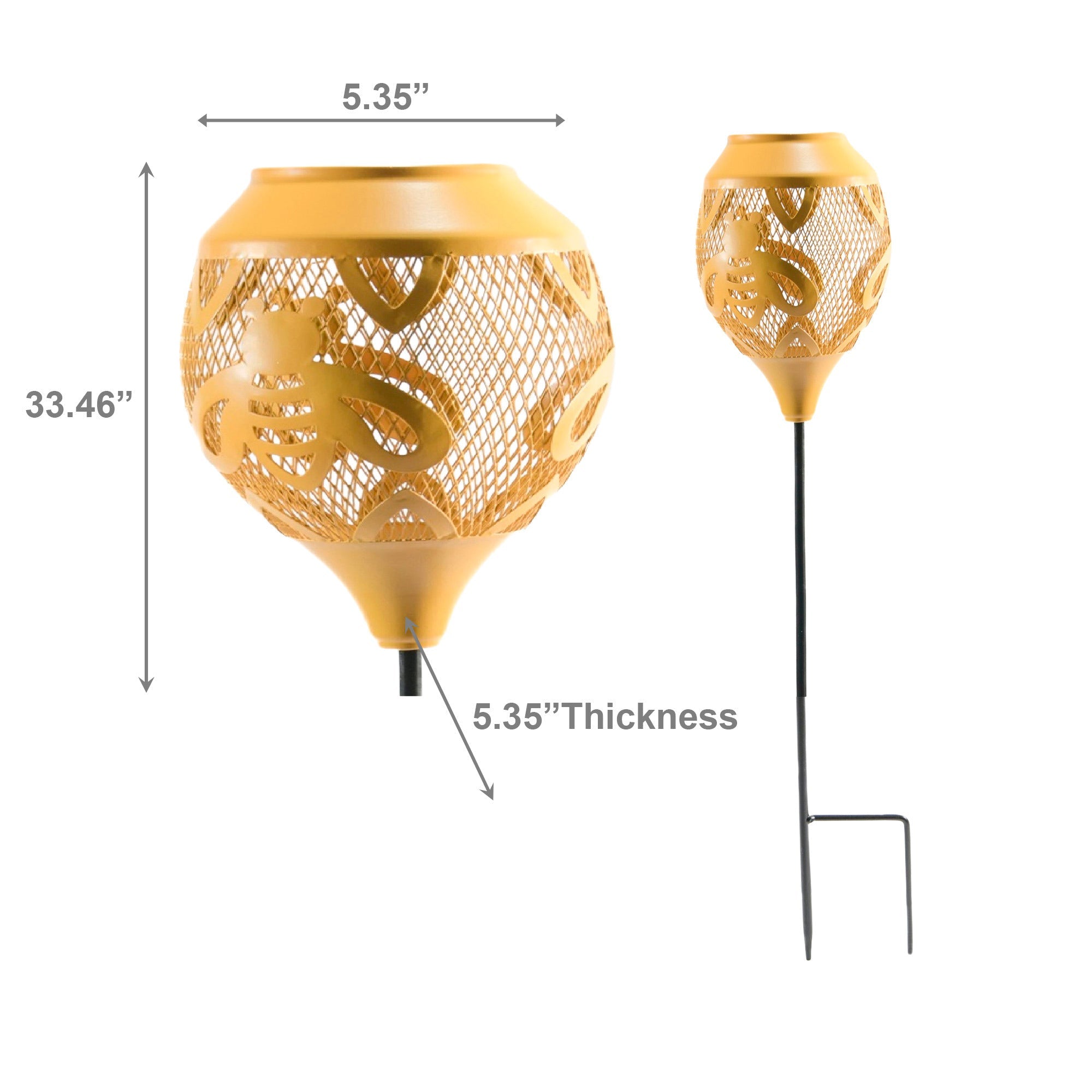 LED Solar-Powered Bee Metal Path Stake Light