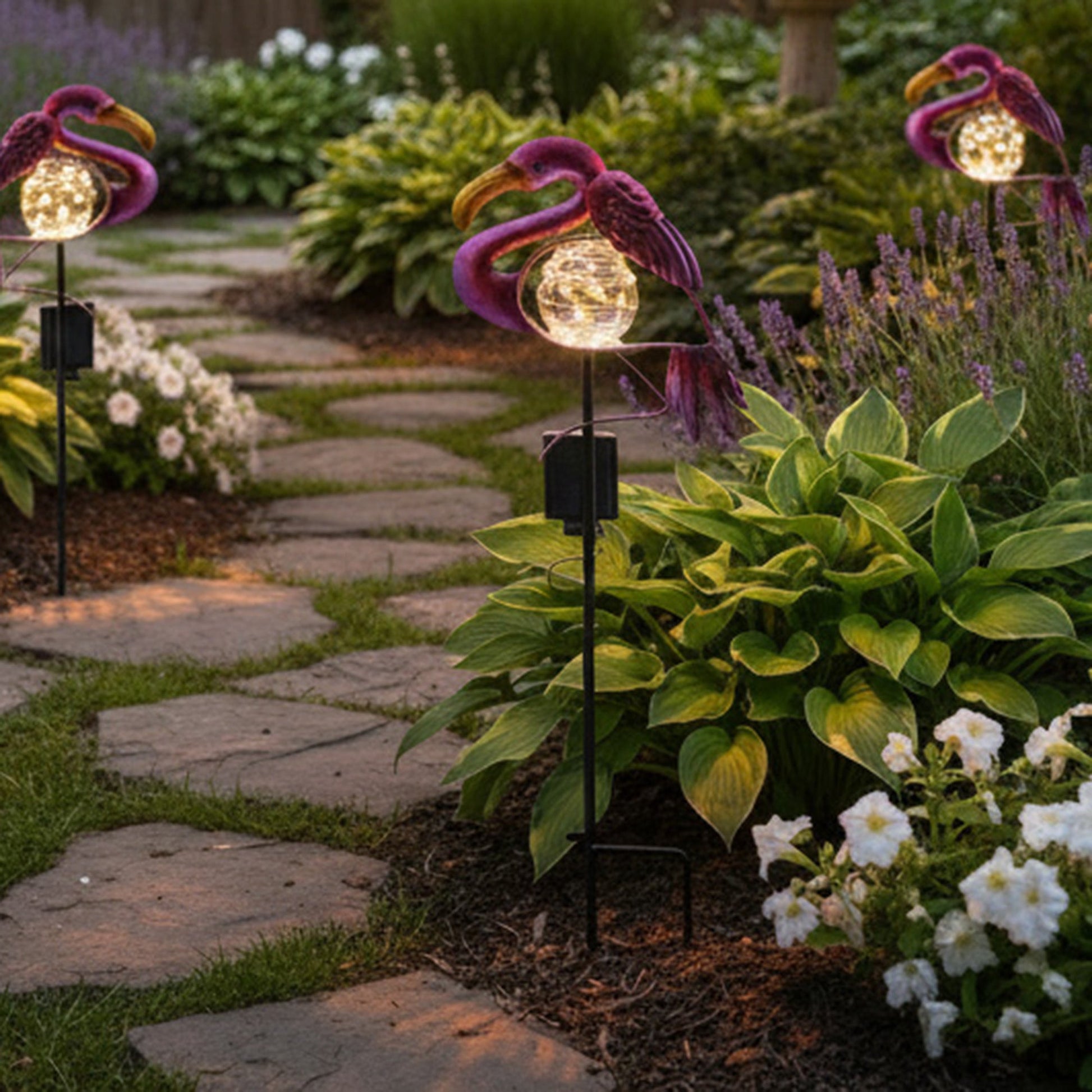 LED Solar-Powered Flamingo Metal Path Stake Light