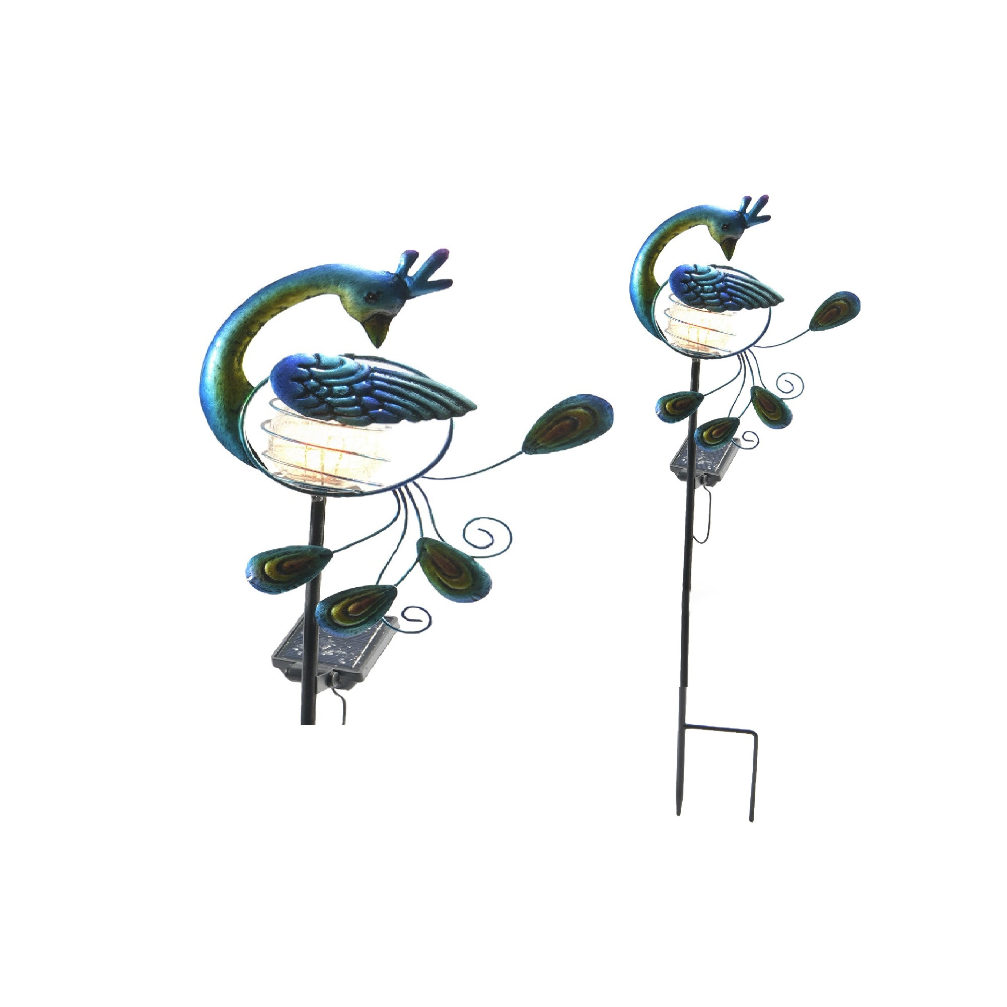 LED Solar-Powered Peacock Metal Path Stake Light