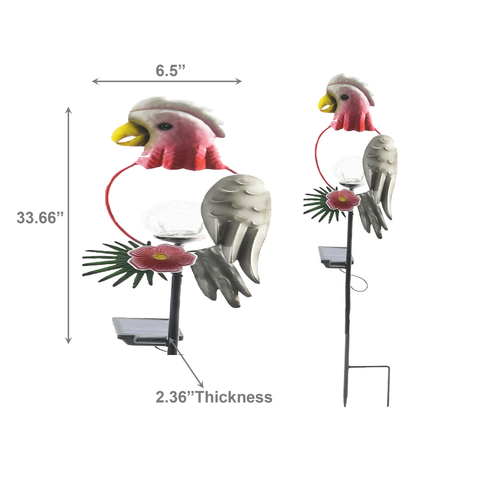LED Solar-Powered Parrot Metal Path Stake Light